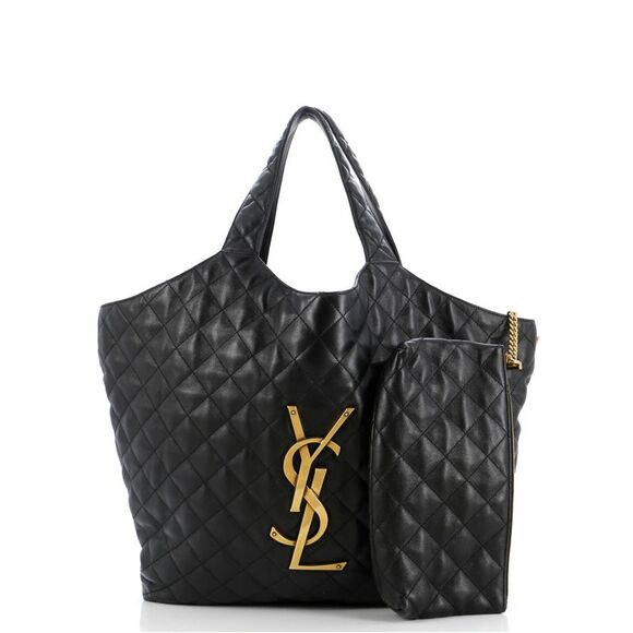 Saint Laurent Icare Shopping Tote Quilted Leather Maxi Black - Picture 2 of 9